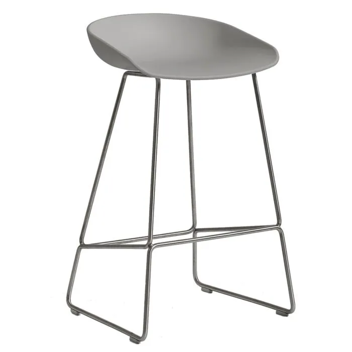 Direct Verzonden HAY About a Stool AAS38 barkruk RVS onderstel-Licht grijs-Zithoogte 75 cm
