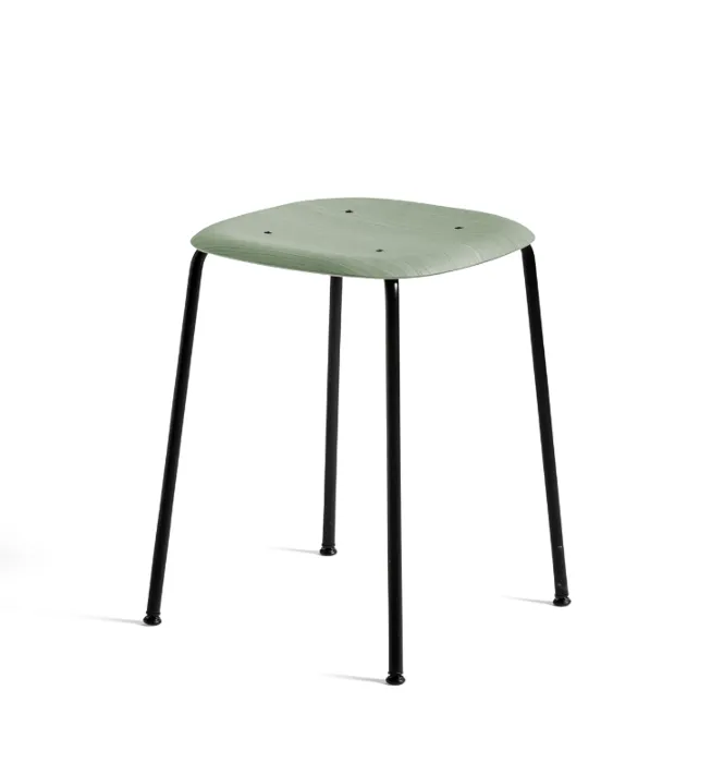 Hoge Kwaliteit Hay Soft Edge 70 zwart onderstel kruk-Dusty Green