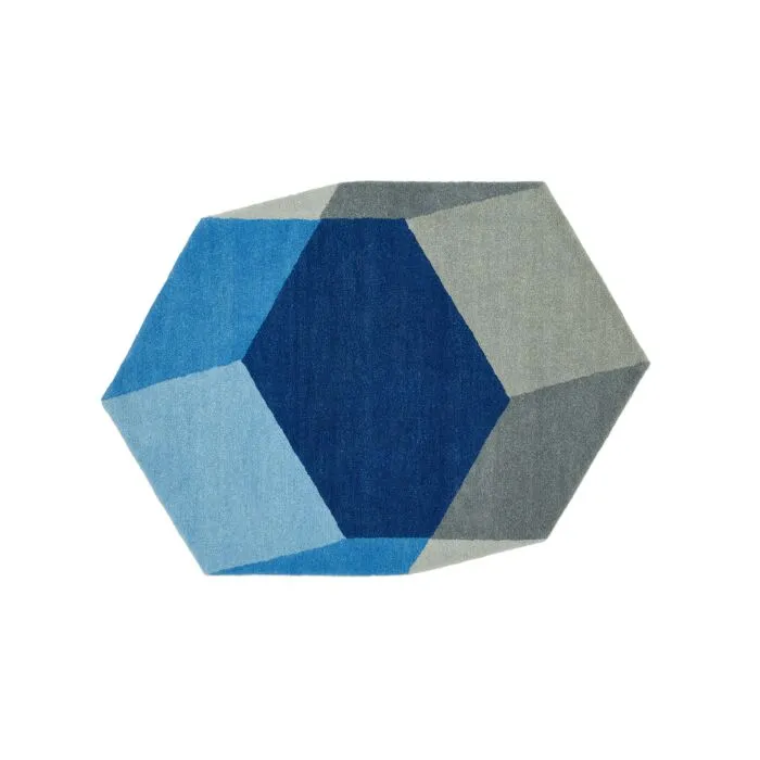 Puik Iso Hexagon vloerkleed-Blauw-grijs Goedkoop