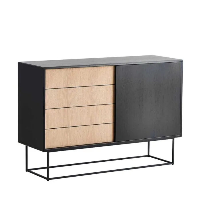 Express Levering WOUD Virka hoog dressoir-Zwart-eiken