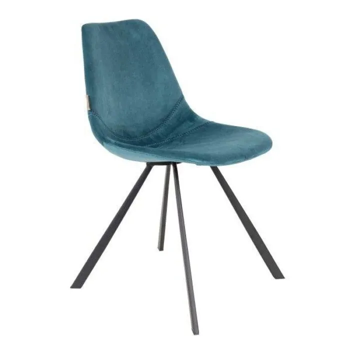 Dagaanbieding Dutchbone Franky Velvet stoel-Petrol