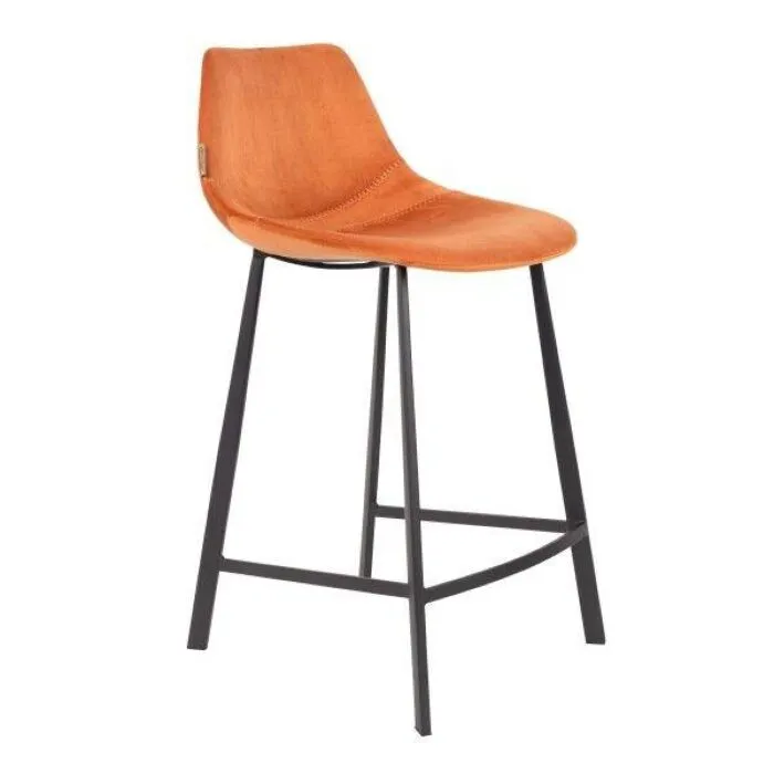 Dutchbone Franky Velvet barkruk-Oranje-Zithoogte 65 cm Fabrieksprijs