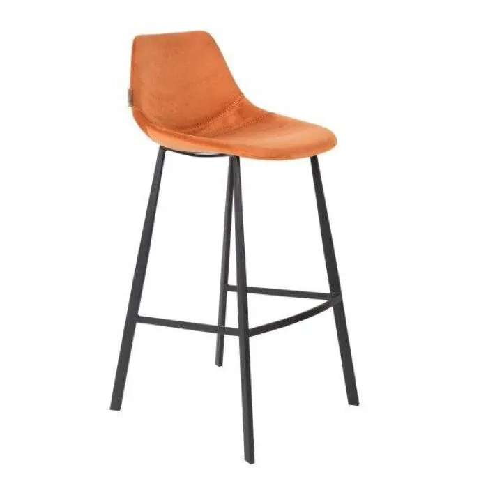 Gratis Retour Dutchbone Franky Velvet barkruk-Oranje-Zithoogte 80 cm