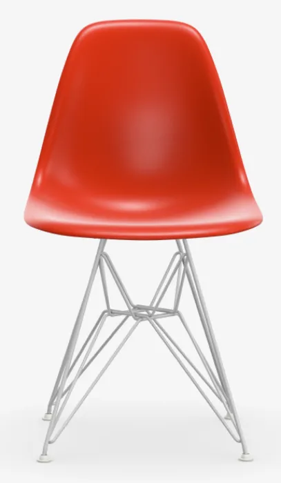 Vitra Eames DSR stoel met wit onderstel-Poppy red RE Beperkt Aanbod