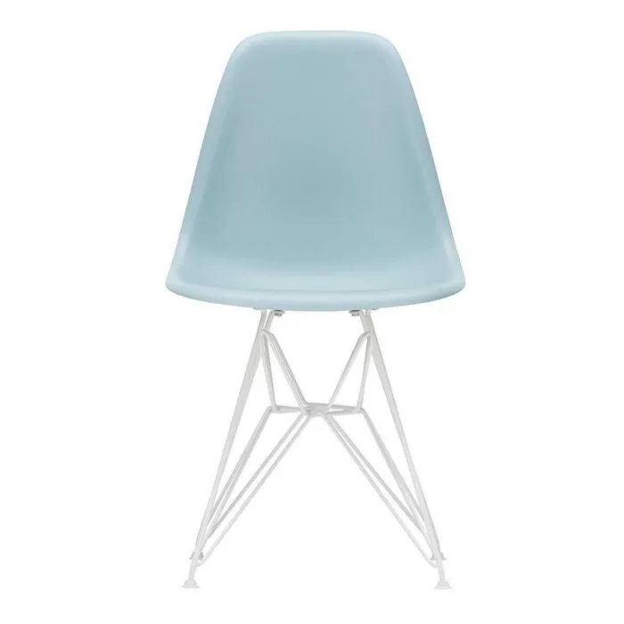 Vitra Eames DSR stoel met wit onderstel-Ice Grey RE Gecertificeerd