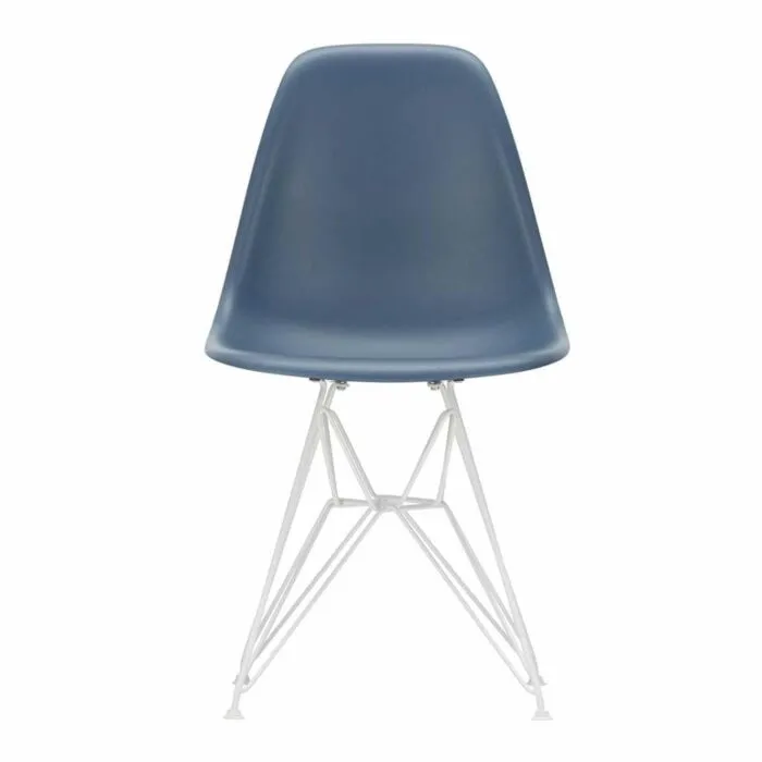 Laatste Versie Vitra Eames DSR stoel met wit onderstel- Sea Blue RE