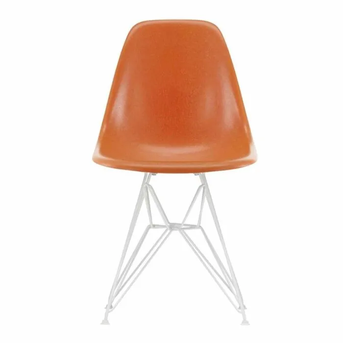 Vitra Eames DSR Fiberglass stoel met wit onderstel-Red Orange Alleen Vandaag