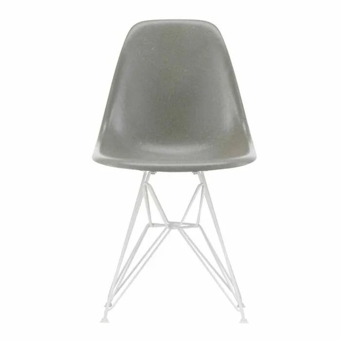 Populair Vitra Eames DSR Fiberglass stoel met wit onderstel-Raw Umber