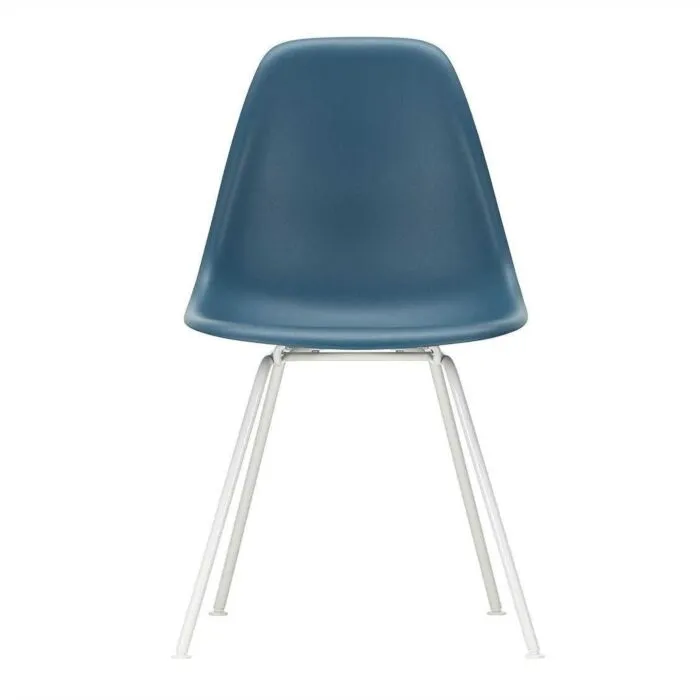 Premium Vitra Eames DSX stoel met wit onderstel-Zee blauw