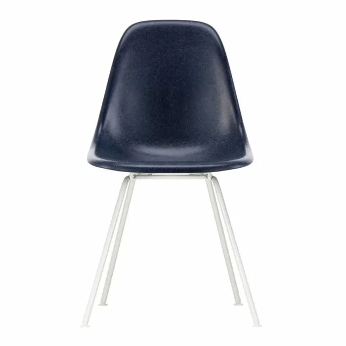 Vitra Eames DSX Fiberglass stoel met wit onderstel-Navy Blue Premium