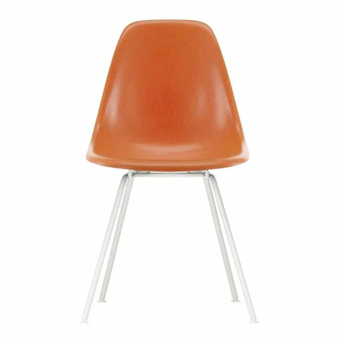 Speciale Aanbieding Vitra Eames DSX Fiberglass stoel met wit onderstel-Red Orange