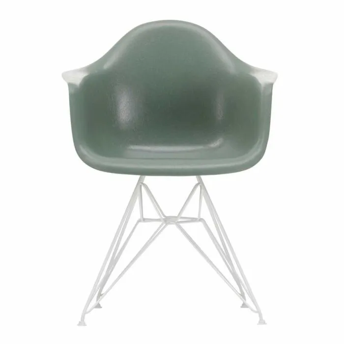 Vitra Eames DAR Fiberglass stoel met wit onderstel-Sea Foam Green Weekendaanbieding
