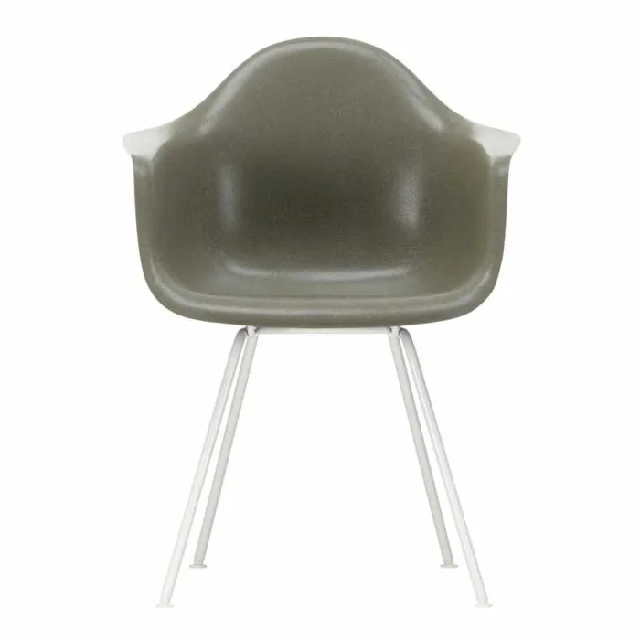 Snelle Levering Vitra Eames DAX Fiberglass stoel met wit onderstel-Raw Umber