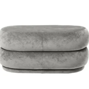 Tijdelijk Beschikbaar Ferm Living Pouf Ovaal Faded Velvet-Concrete