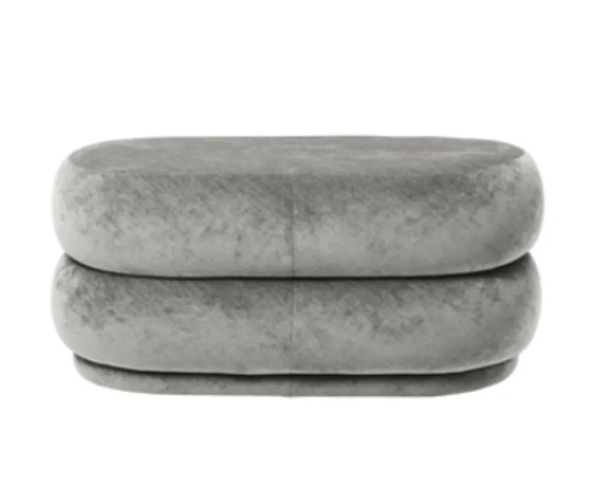 Tijdelijk Beschikbaar Ferm Living Pouf Ovaal Faded Velvet-Concrete