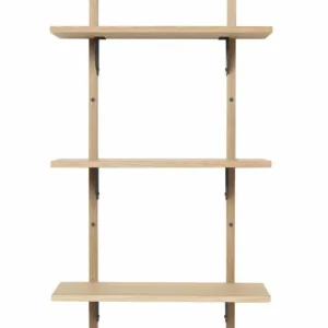 Ferm Living Sector Triple Narrow wandplank-Eiken-Zwarte beugel Koop Vandaag