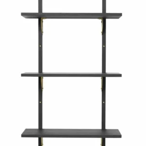 Betrouwbaar Ferm Living Sector Triple Narrow wandplank-Zwart-Messing beugel