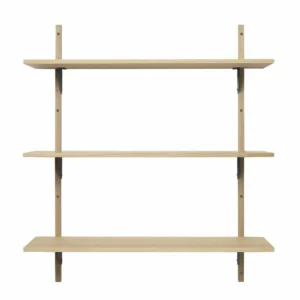 Ferm Living Sector Triple Wide wandplank-Eiken-Zwarte beugel Merkproduct