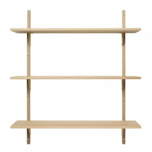 Ferm Living Sector Triple Wide wandplank-Eiken-Messing beugel Actieprijs