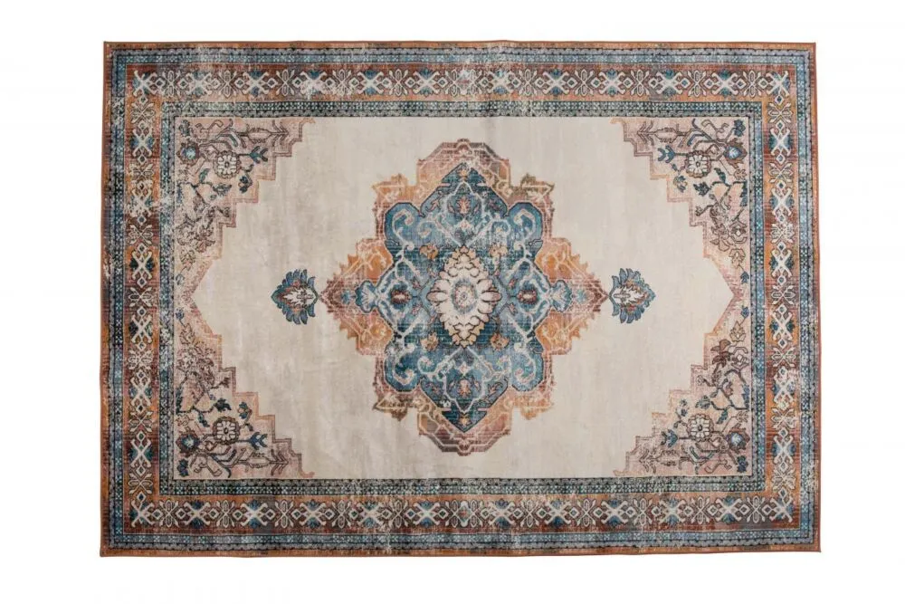 Beperkt Aanbod Dutchbone Mahal kleed-Blue/Brick-170x240 cm