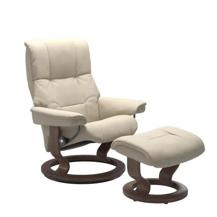 Direct Verzonden Stressless Mayfair M Classic relaxfauteuil+hocker-Batick Cream-Walnoot