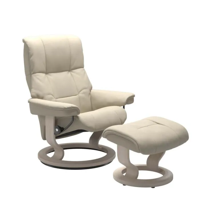 Stressless Mayfair M Classic relaxfauteuil+hocker-Batick Cream-Whitewash Seizoensaanbieding