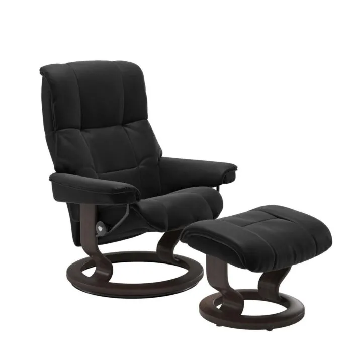 Stressless Mayfair M Classic relaxfauteuil+hocker-Paloma Black-Wenge Rechtstreeks Van De Fabrikant