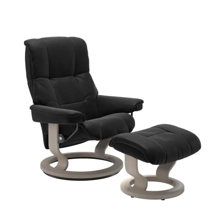 Stressless Mayfair M Classic relaxfauteuil+hocker-Paloma Black-Whitewash Weekendaanbieding