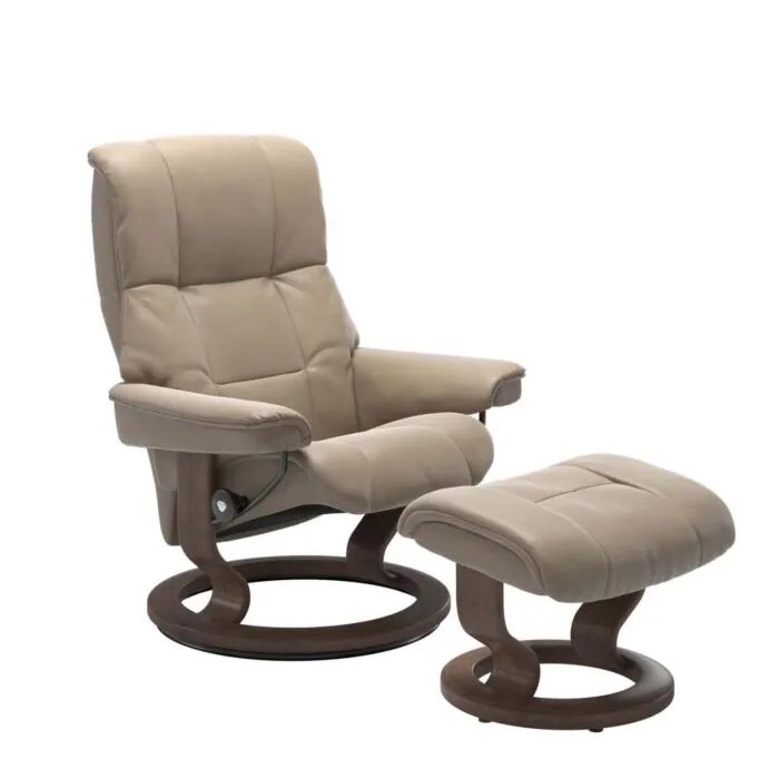 Stressless Mayfair M Classic relaxfauteuil+hocker-Cori Fog-Walnoot Veilige Betaling