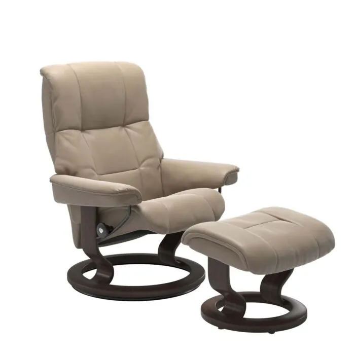 Stressless Mayfair M Classic relaxfauteuil+hocker-Cori Fog-Wenge Betrouwbaar