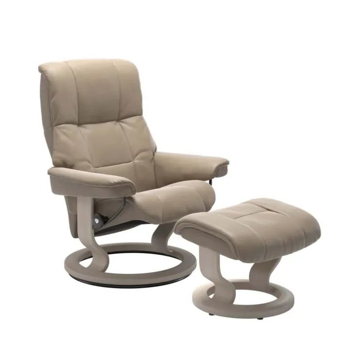 Stressless Mayfair M Classic relaxfauteuil+hocker-Cori Fog-Whitewash Dagaanbieding