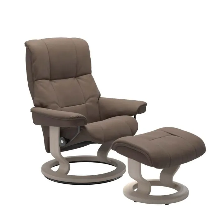 Hoge Kwaliteit Stressless Mayfair L Classic relaxfauteuil+hocker-Batick Mole-Whitewash