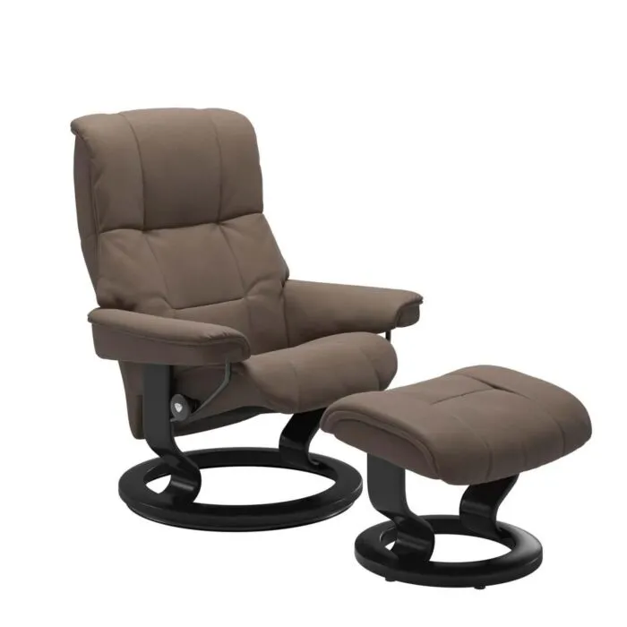 Stressless Mayfair L Classic relaxfauteuil+hocker-Batick Mole-Zwart Favoriet