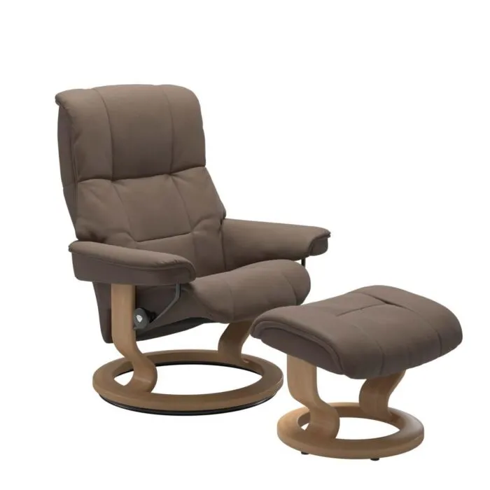 Stressless Mayfair L Classic relaxfauteuil+hocker-Batick Mole-Eiken Populair