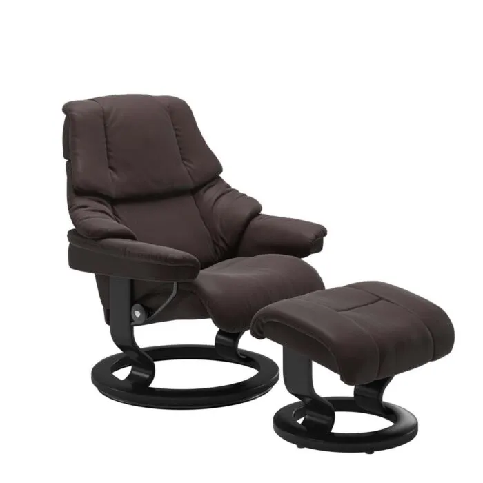 Gratis Retour Stressless Reno M Classic relaxfauteuil+hocker-Paloma Chocolate-Zwart