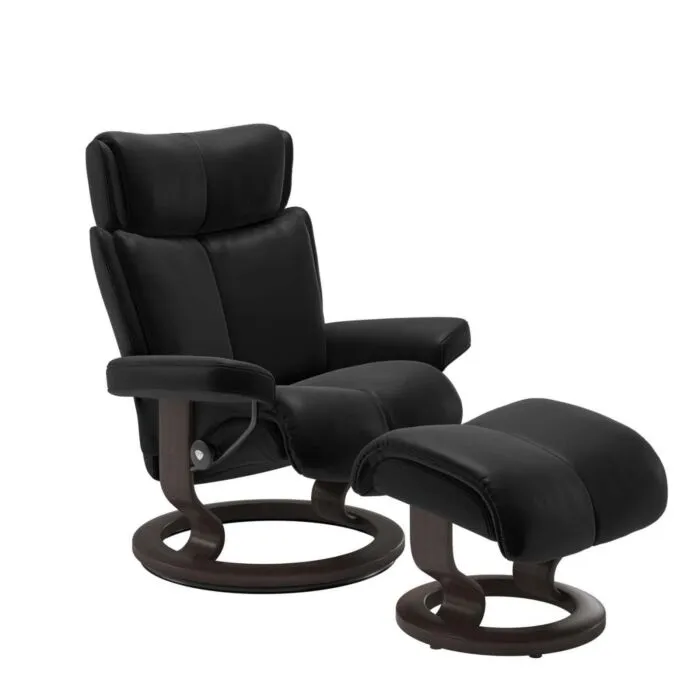 Stressless Magic M Classic relaxfauteuil+hocker-Batick Black-Wenge Flitsaanbieding