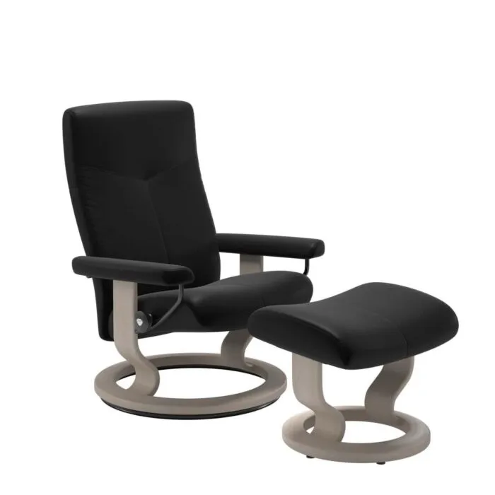 Stressless Dover M Classic relaxfauteuil+hocker-Batick Black-Whitewash Korting