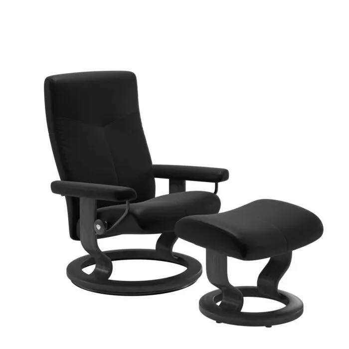Direct Beschikbaar Stressless Dover M Classic relaxfauteuil+hocker-Batick Black-Grijs