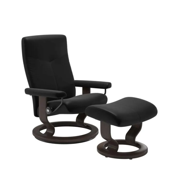 Meest Verkocht Stressless Dover M Classic relaxfauteuil+hocker-Batick Black-Wenge
