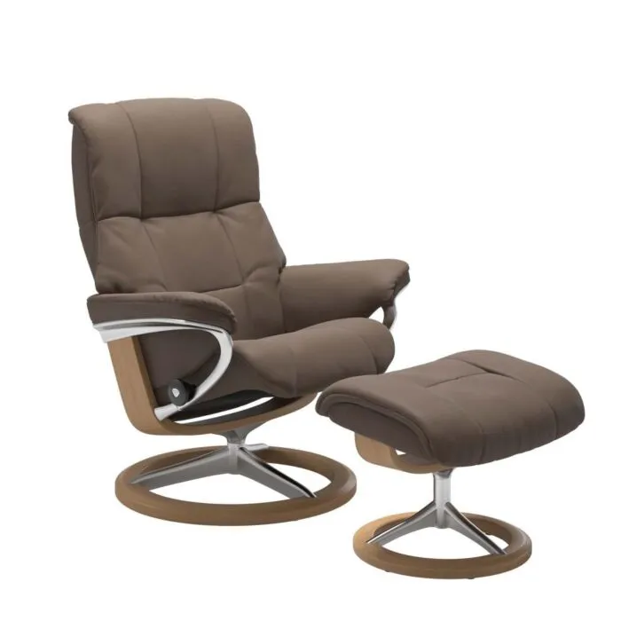 Stressless Mayfair M Signature relaxfauteuil+hocker-Batick Mole-Eiken Meest Verkocht