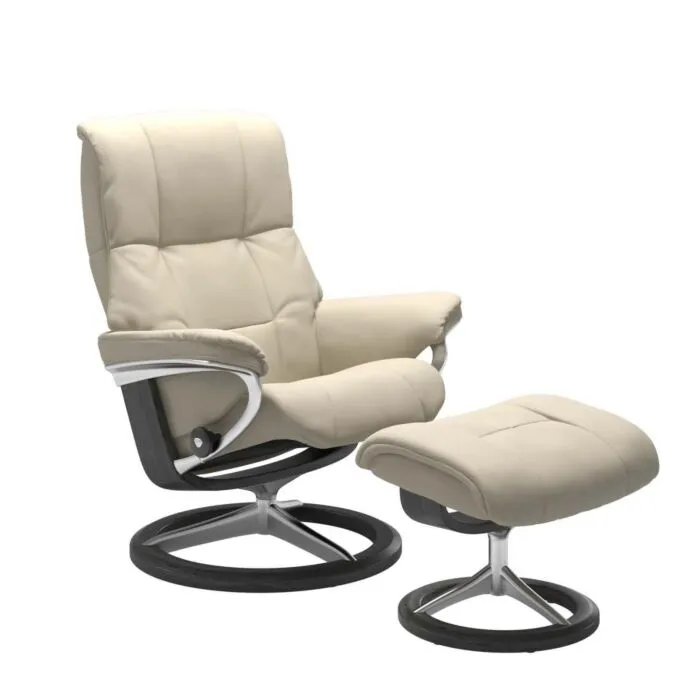 Beste Prijs Stressless Mayfair M Signature relaxfauteuil+hocker-Batick Cream-Grijs