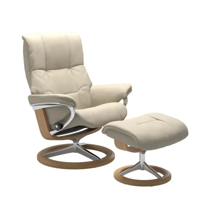 Stressless Mayfair M Signature relaxfauteuil+hocker-Batick Cream-Eiken Beperkte Voorraad