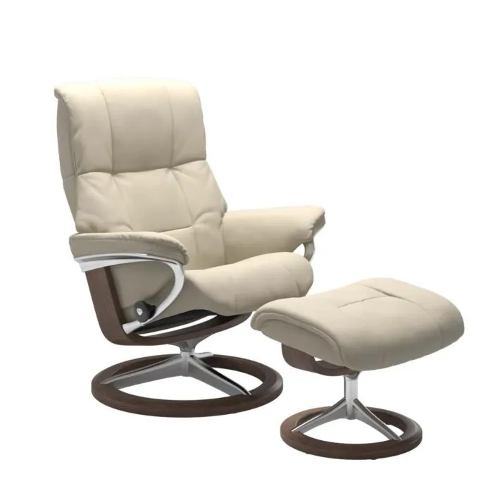 Stressless Mayfair M Signature relaxfauteuil+hocker-Batick Cream-Walnoot Populair