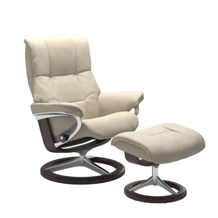 Stressless Mayfair M Signature relaxfauteuil+hocker-Batick Cream-Wenge Merkproduct