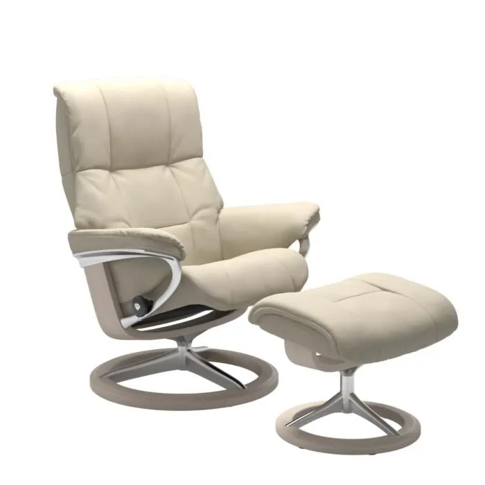 Laatste Versie Stressless Mayfair M Signature relaxfauteuil+hocker-Batick Cream-Whitewash