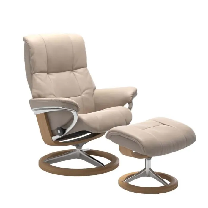 Stressless Mayfair M Signature relaxfauteuil+hocker-Cori Vanilla-Eiken Koop Online
