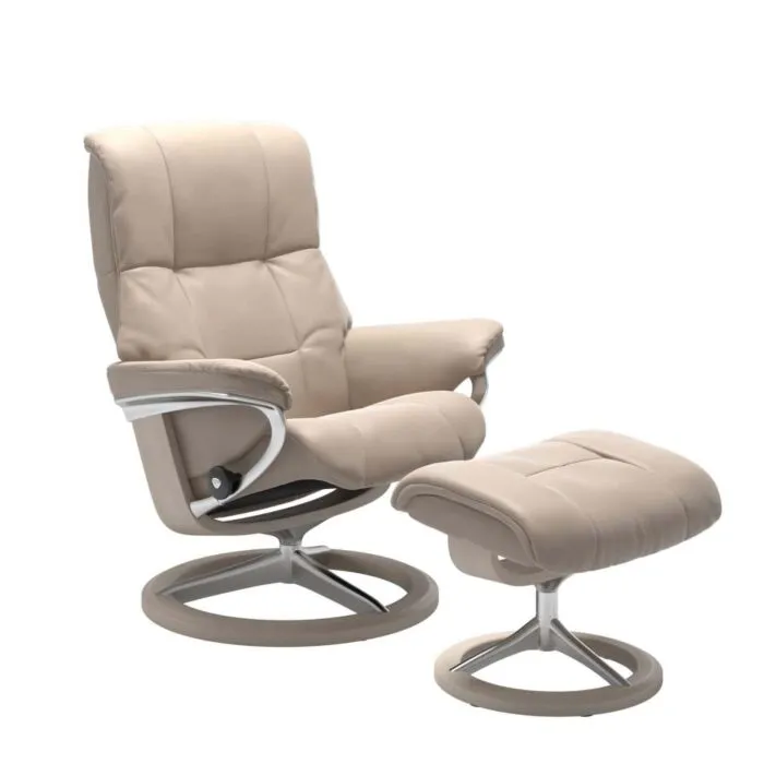 Stressless Mayfair M Signature relaxfauteuil+hocker-Cori Vanilla-Whitewash Koop Online