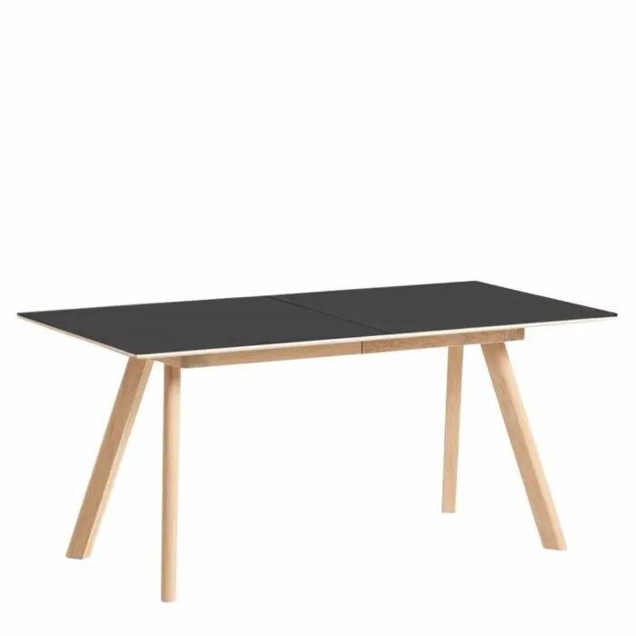 Lage Prijs Hay CPH30 uitschuifbaar mat gelakt eiken onderstel tafel-Zwart-160-310x80 cm