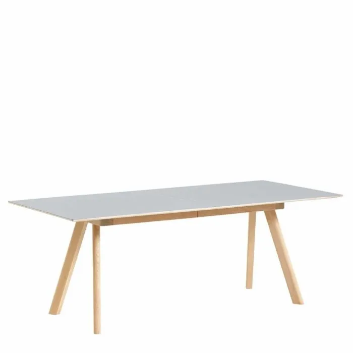 Koop Online Hay CPH30 uitschuifbaar mat gelakt eiken onderstel tafel-Grijs-200-400x90 cm