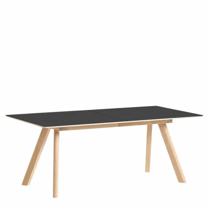Hay CPH30 uitschuifbaar mat gelakt eiken onderstel tafel-Zwart-200-400x90 cm Op = Op